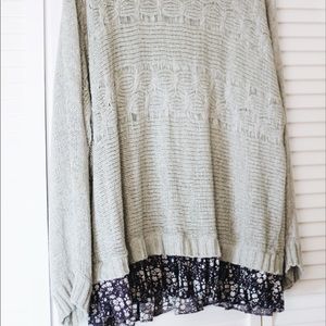 Gray Fashion Sweater with Wildflower Ruffle